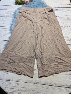NWT Fashion Beige Wide Leg Linen Blend Gaucho Pants sz XL